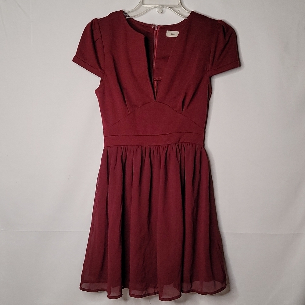 Tonight purple deep plunge vneck flowy dress size Medium
